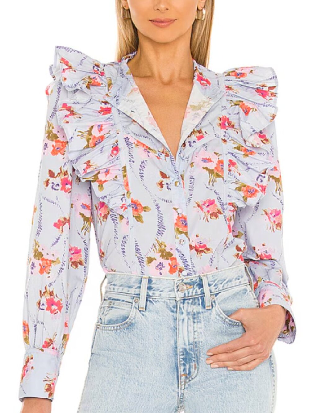 LoveShackFancy Beatrix Floral Top in Lavender Moon Romantic Ruffles Coquette